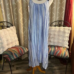 Donna Karan Blue and White Striped Nightgown